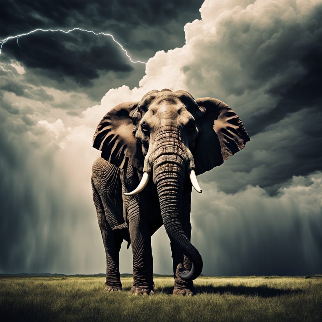 Epic Stormy Cinematic Elephant Scene