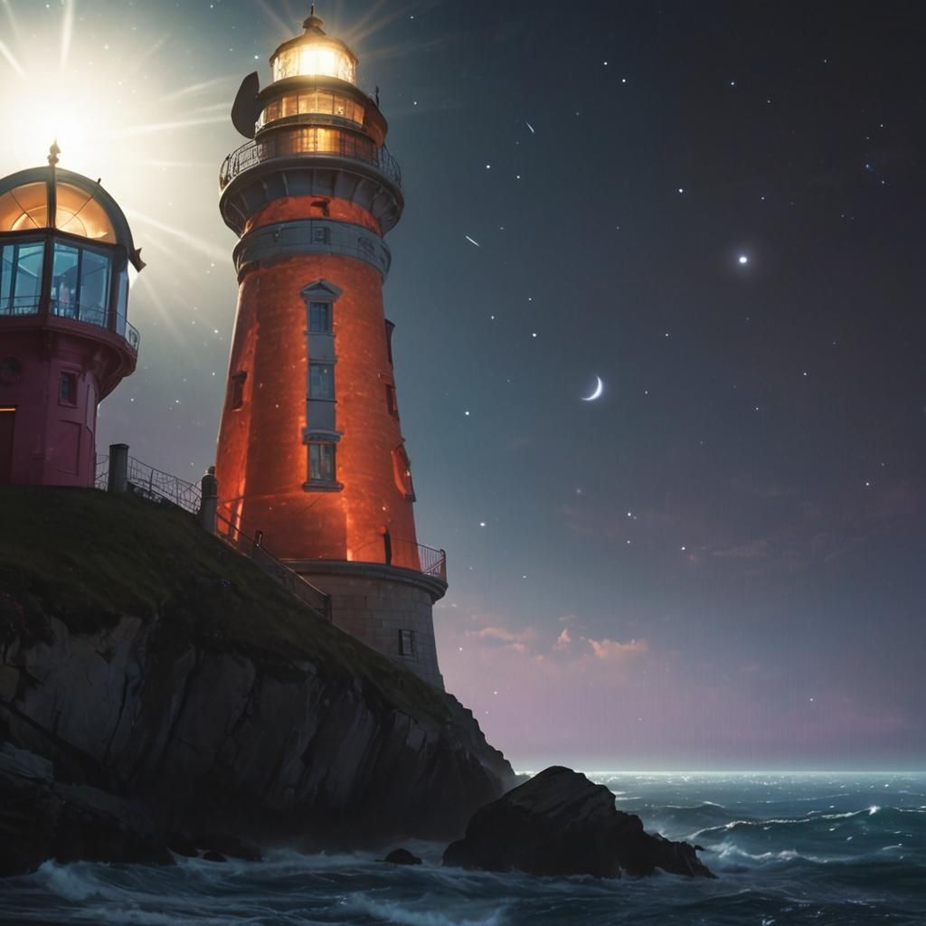 Cosmic Lighthouse: A Surreal Concept Art