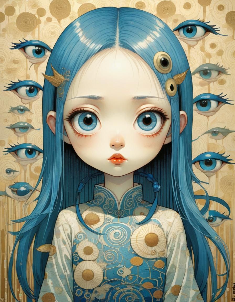 Expressive Blue Eyes in Surreal Pop Art Style
