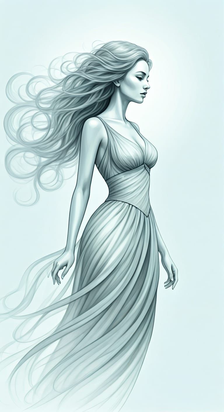 Ethereal Smoke Woman in Dreamy Art Style