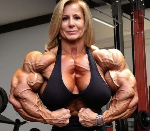 Muscular Female Bodybuilder Flexing