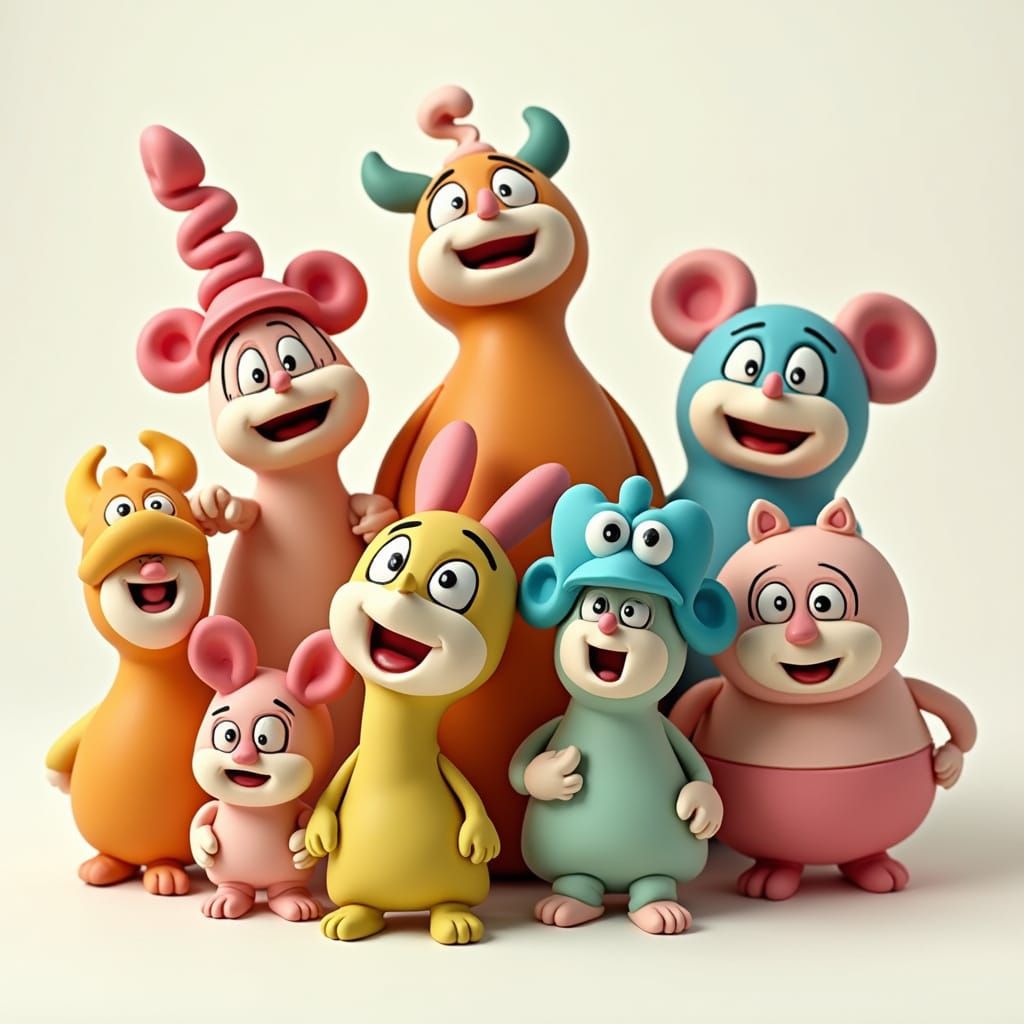 Playful Dough Figures in Hand-Drawn Style