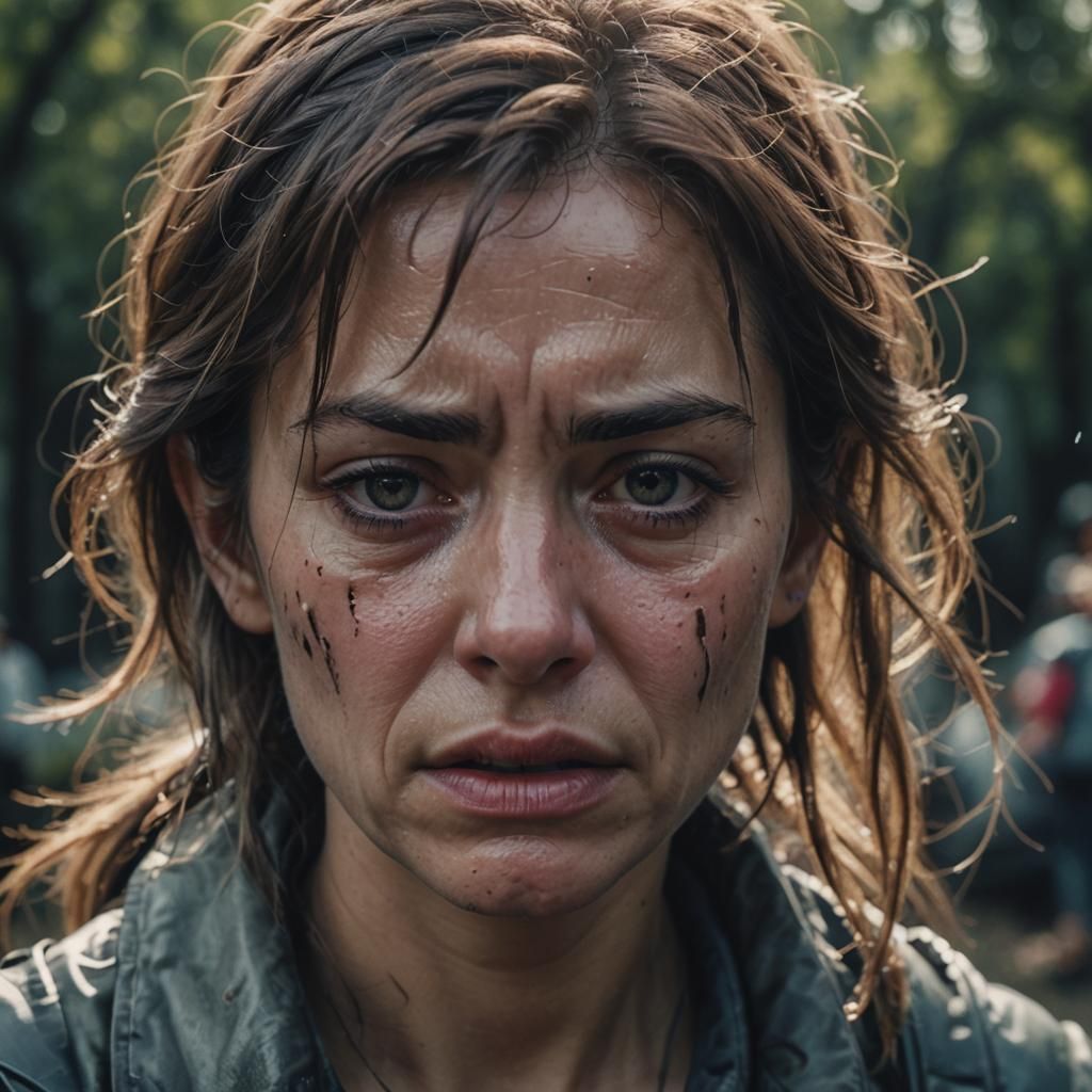 Hyperrealistic Sadness: A Dramatic Cinematic Portrait