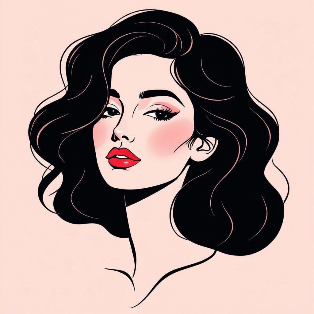 Minimalist Single Line Female Face Portrait