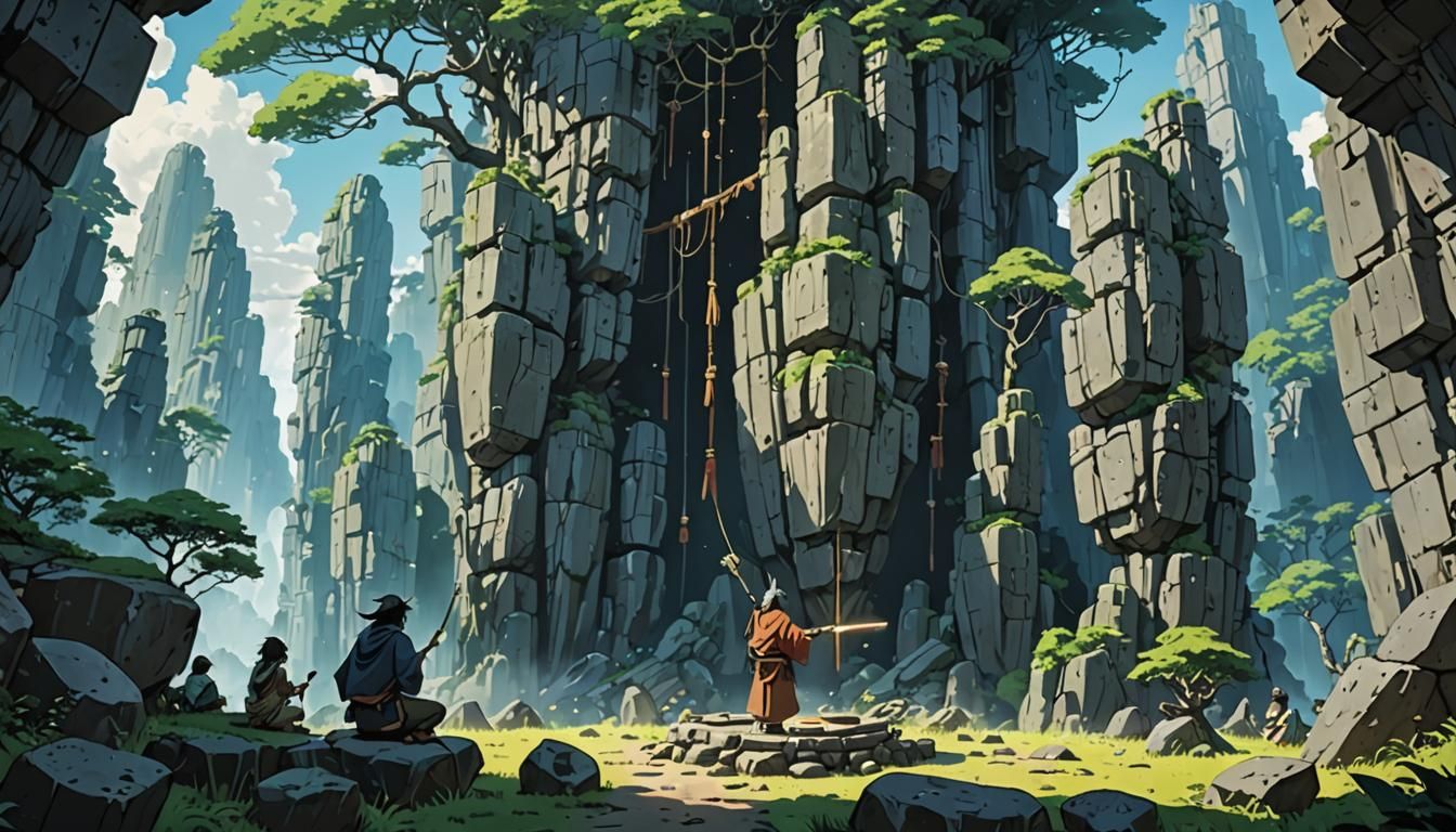 Prehistoric Shaman Ritual in Fantasy Stone Citadel