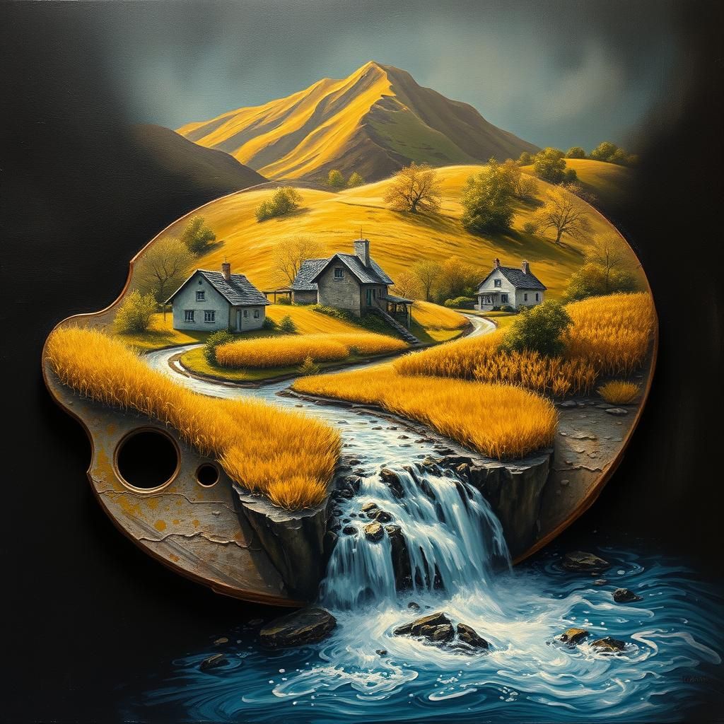 3D Landscape Palette as Cinematic Oil Painting