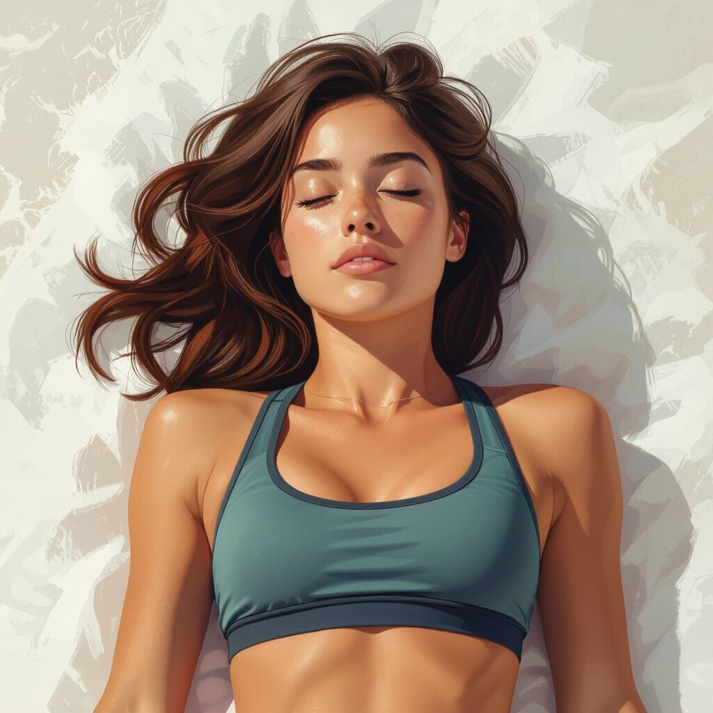 Unconscious Woman in Sportswear: Photorealistic Digital Art