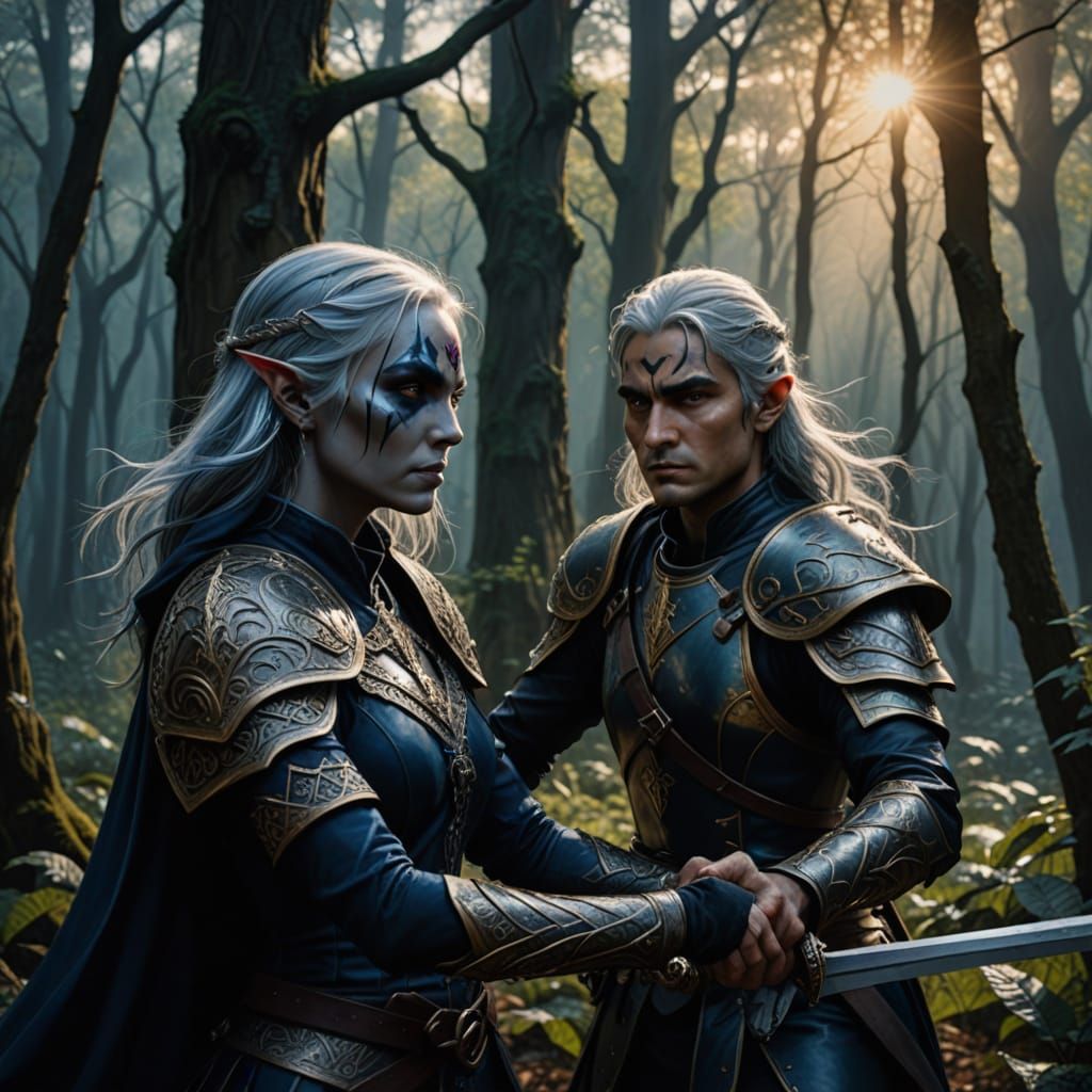 Dark Elf Warrior Engages in Epic Battle with Elven Opponent ...