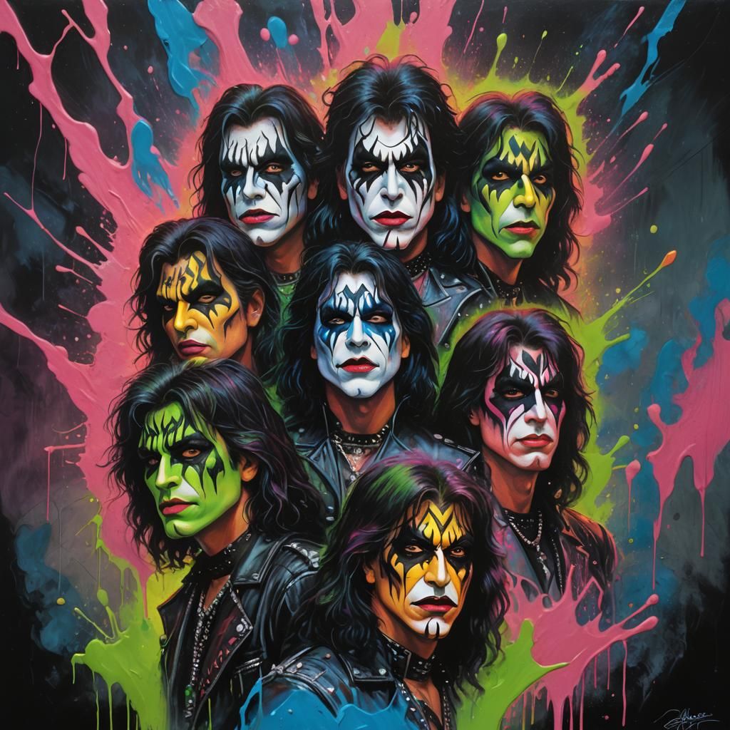 Rock Band Kiss with glow in the dark face paint. sinister by...