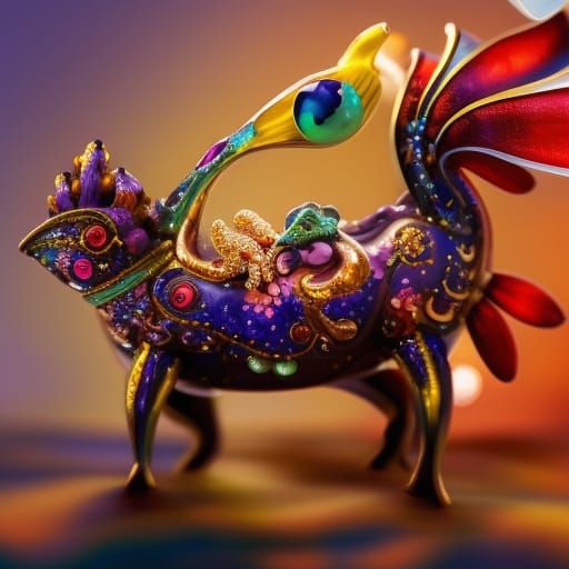 Bejeweled Sea Slug Carousel Animal: 3D Digital Art
