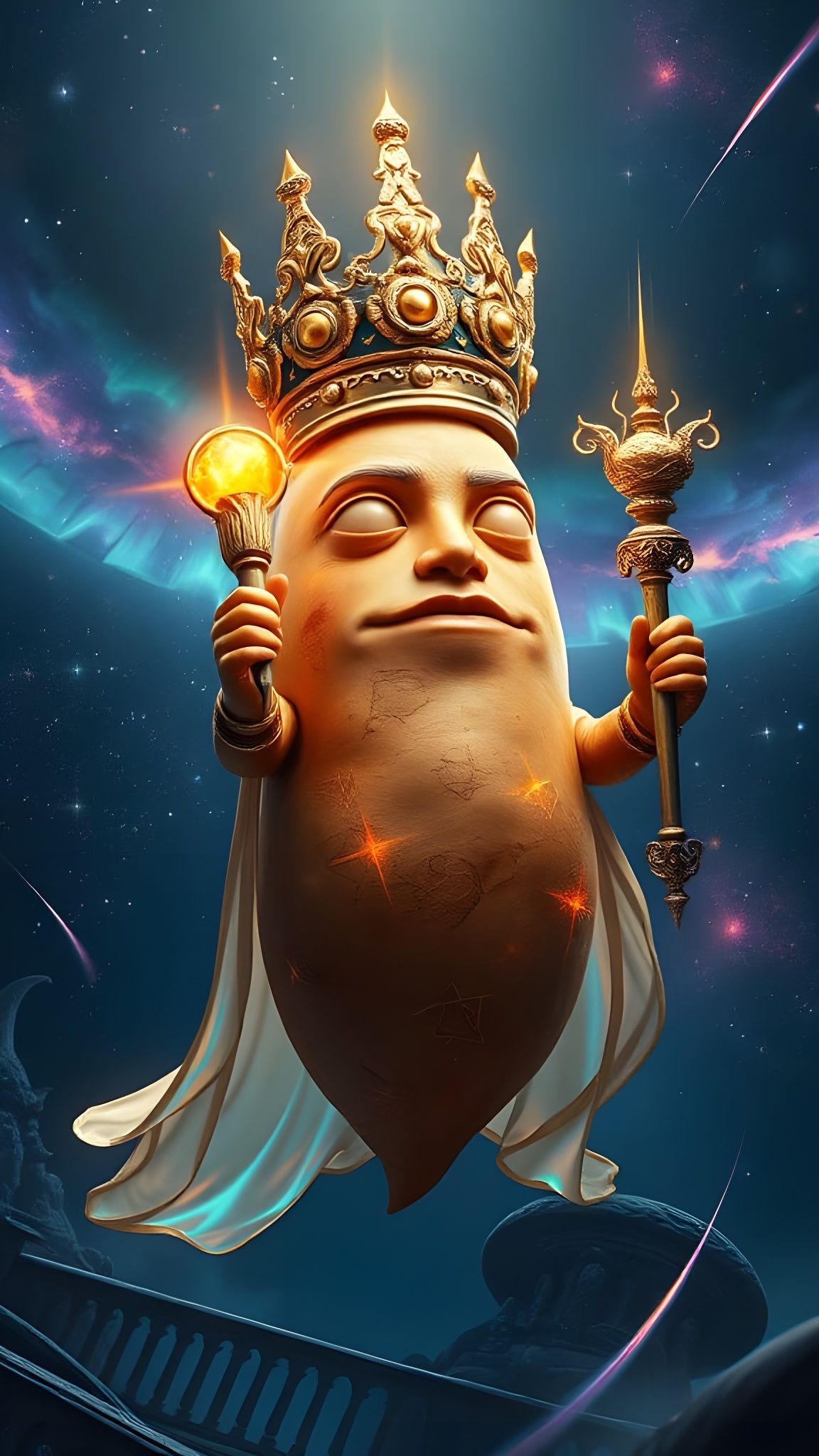Regal Potato Monarch in Stellar Throne Room