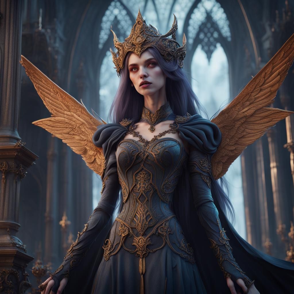 Gothic Air Goddess in Detailed Matte Painting