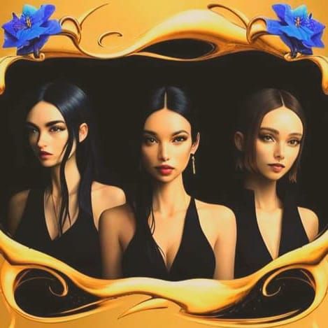 Colorful Abstract Composition with Lilies and Orchids