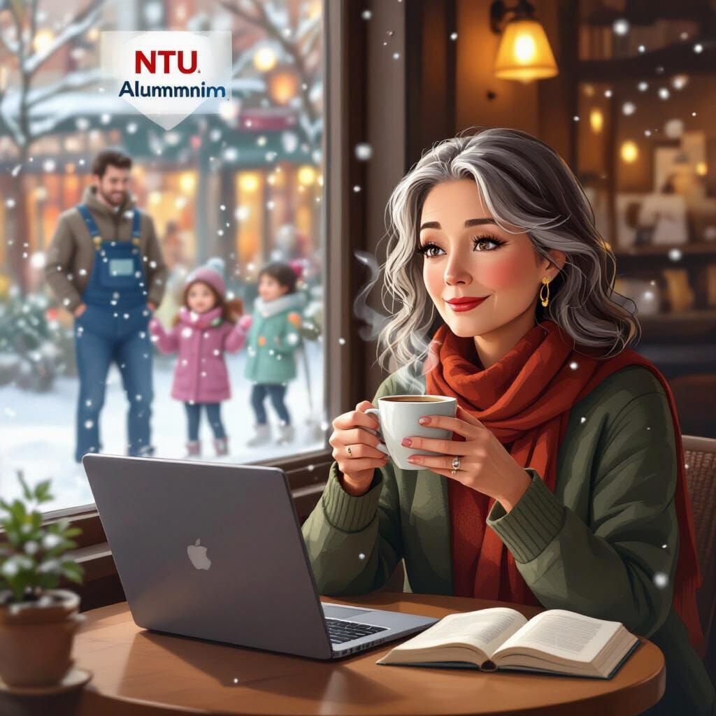 Woman Enjoys Coffee in Cozy Cafe Scene