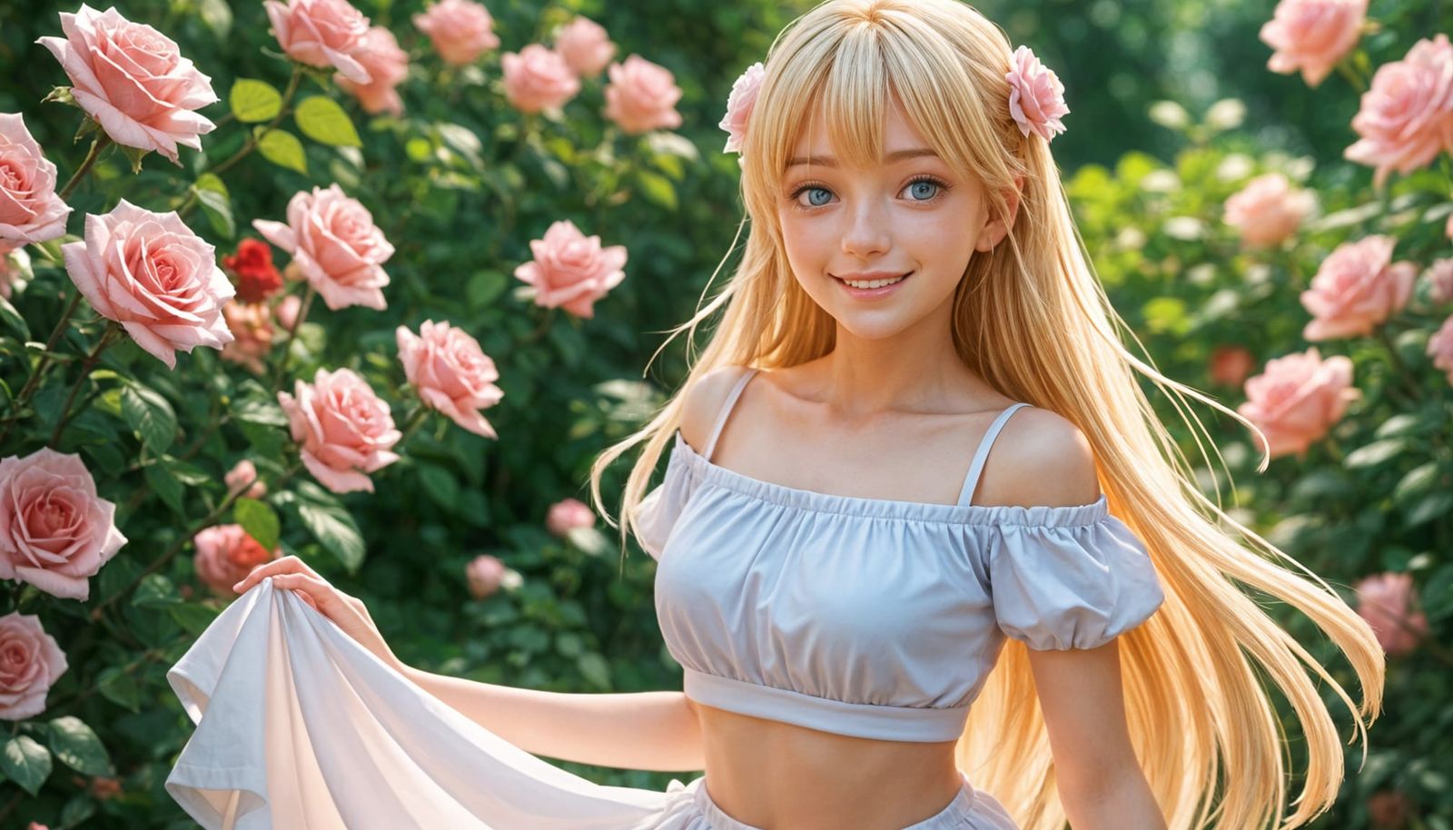 Anime Rose Garden Beauty in 3D Style