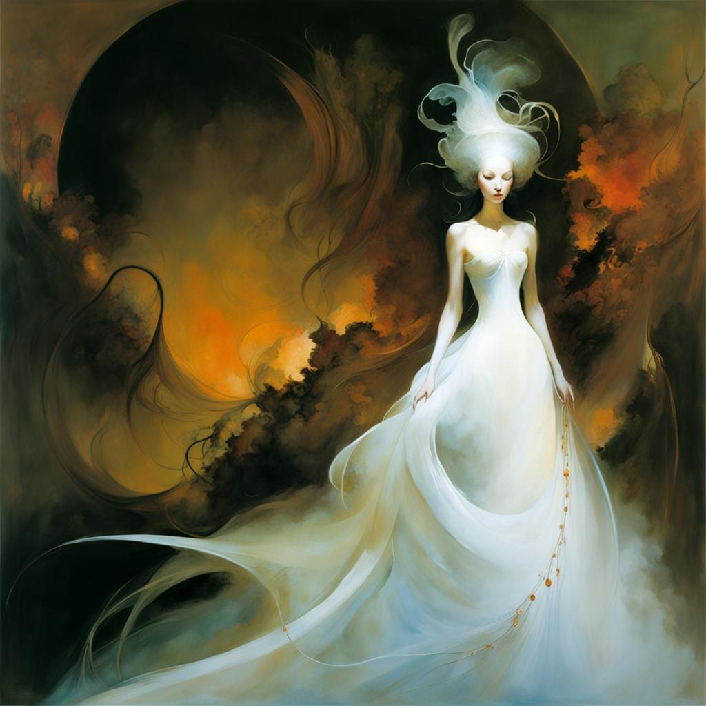Ethereal Smoke Figure in Bachelier Style