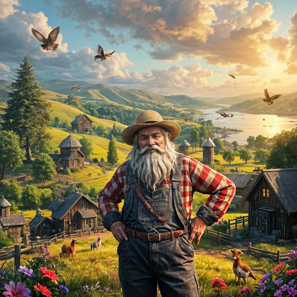 Ethereal Farm Fantasy in Vibrant Colors