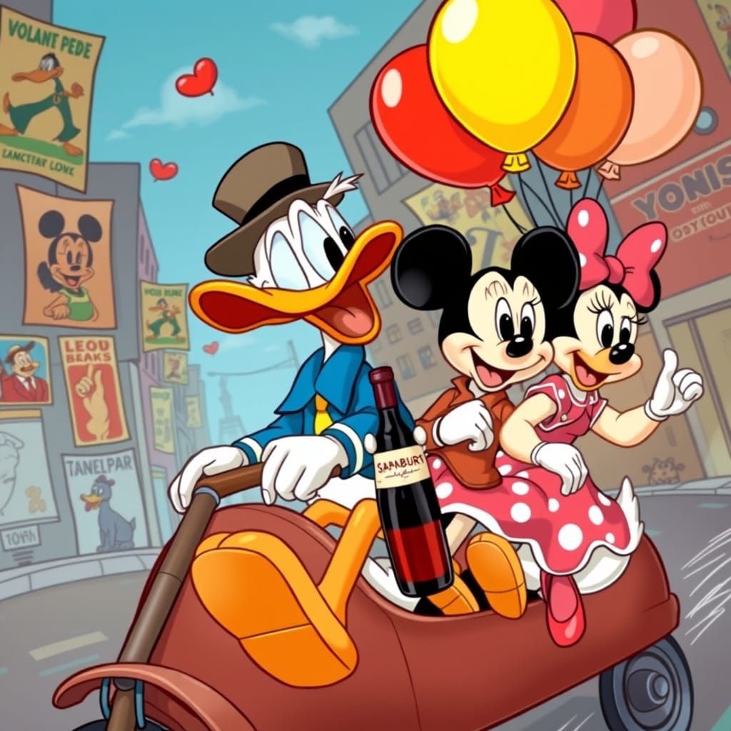 Donald, Mickey, and Minnie Parade Through Duckburg