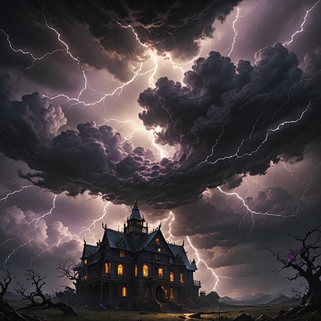 Storm Shadows Beneath Mystical Black Sun: Fantasy Art