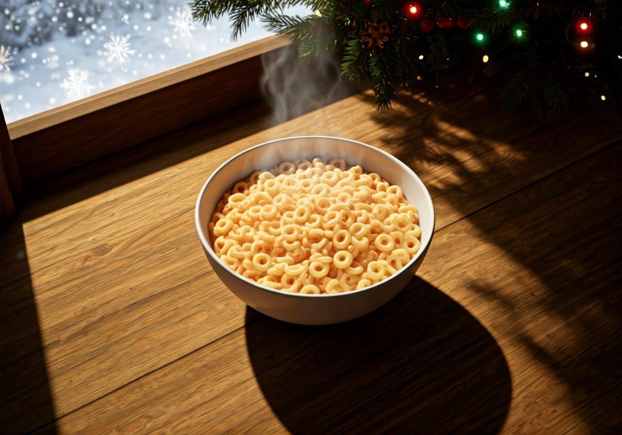 Winter Wonderland Christmas Table Setting with Spaghetti O's