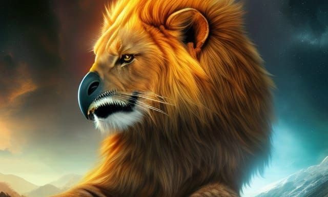 Golden Eagle Fierce Face Concept Art Portrait