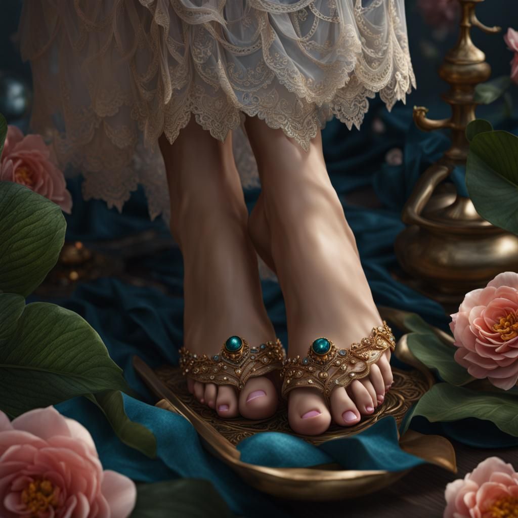 Hyperrealistic Portrait of Woman's Feet in 8K
