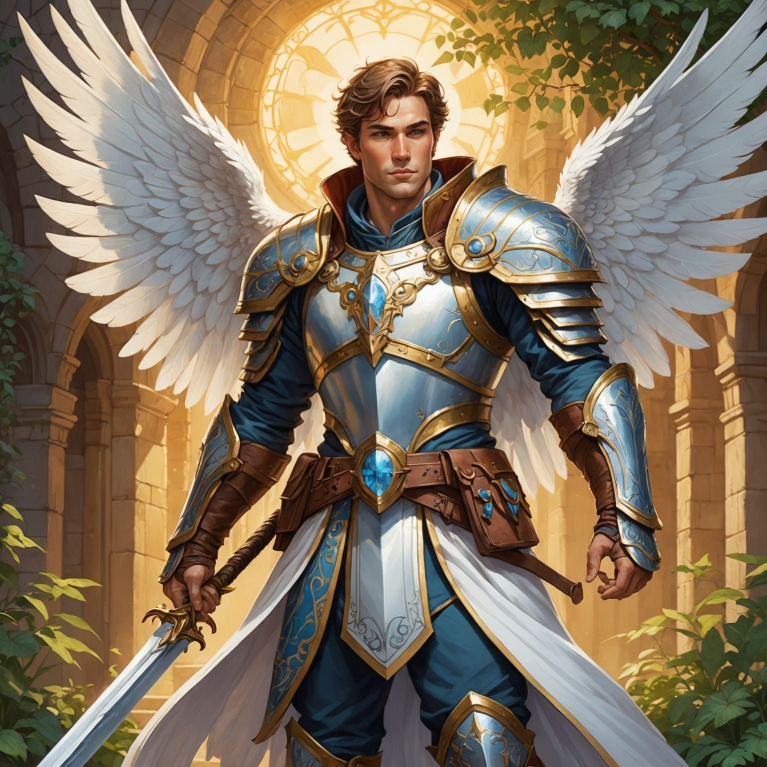 Anime Paladin with White Wings by DiTerlizzi