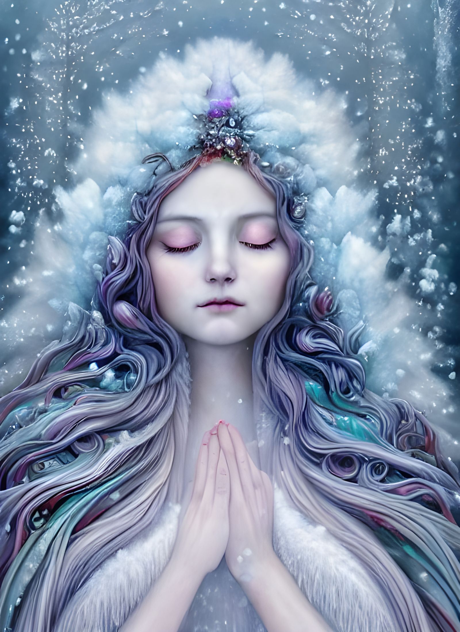 Winter Goddess Raising a Storm as Matte Painting