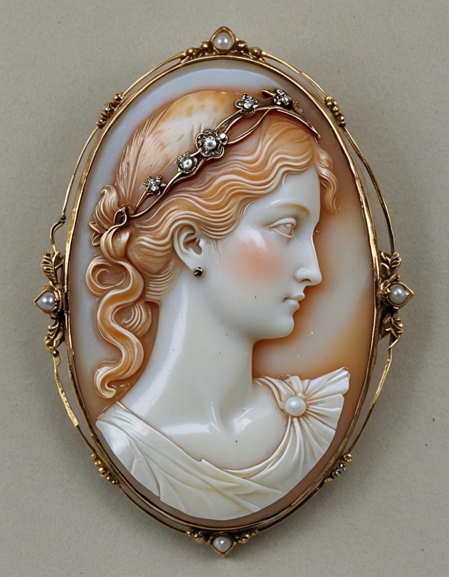 Elegant Cameo of Woman in Habille Style