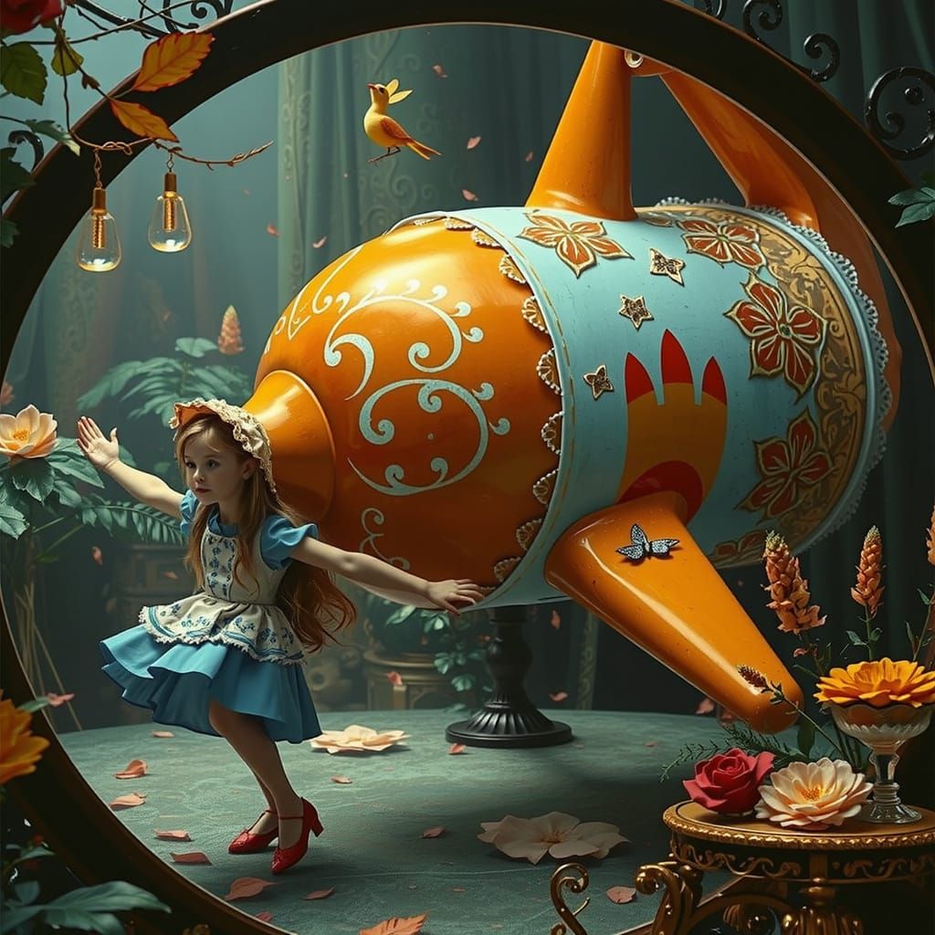 Alice in Wonderland: Hyperrealistic Floral Fantasy