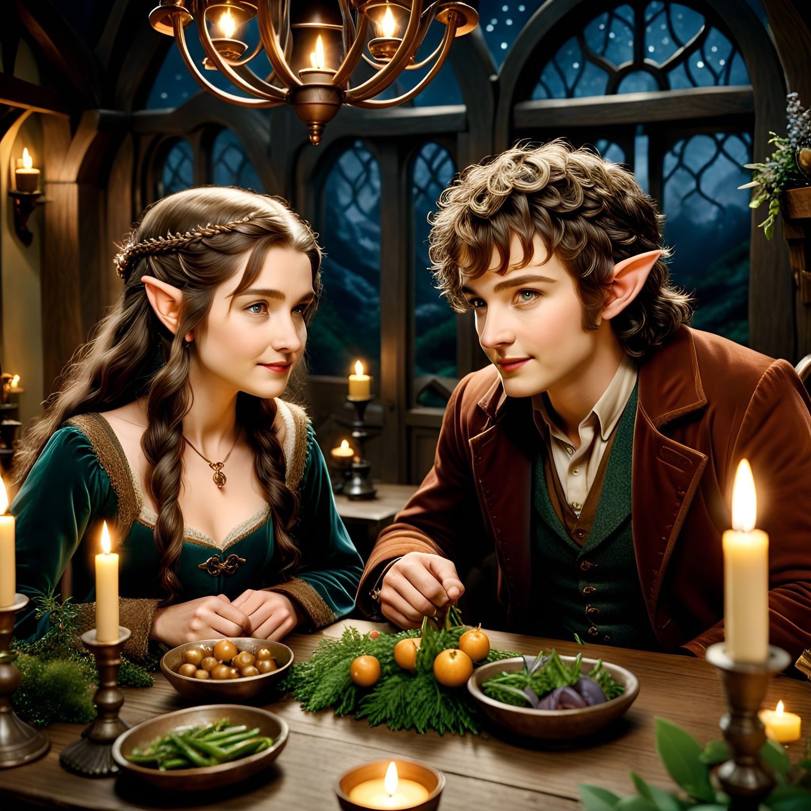 Charming Hobbit Couple Dinner by Candlelight