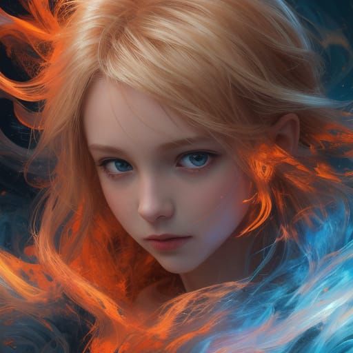 Child in Bioluminescent Mist: Hyperrealistic Digital Art