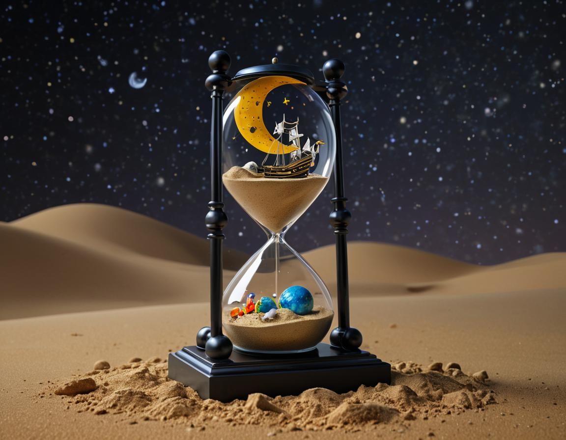 Earth and Moon Hourglass in Pop Art Style