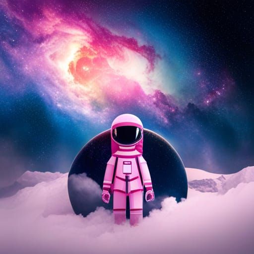 Cute Pink Astronaut Toy in Origami Papercraft