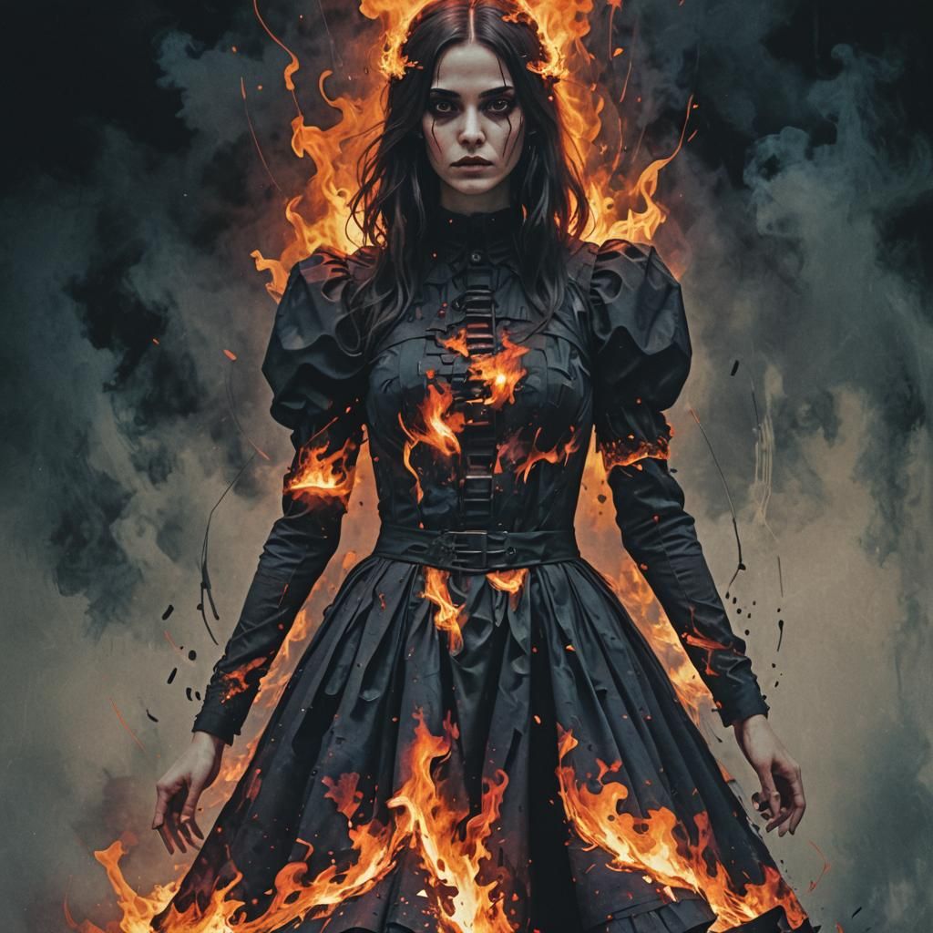 Burning Dress: Ominous Glitchcore Twilight Poster