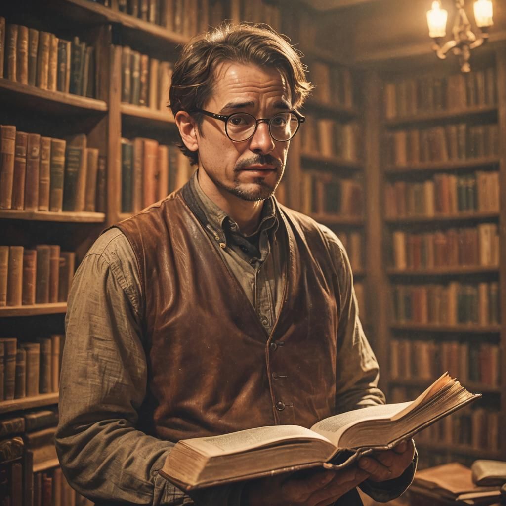 Man Holding Book in Fantasy Ambiance