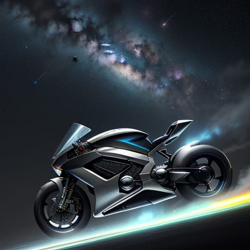 Futuristic Speeder Bike Soars Through Vibration Nebula