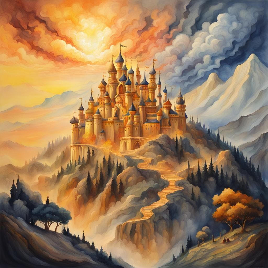 Smokey Kingdom: A Fantasy Painting in Golden Hour