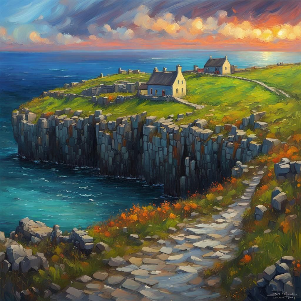 Aran Islands Sunset: Impressionist Oil Painting