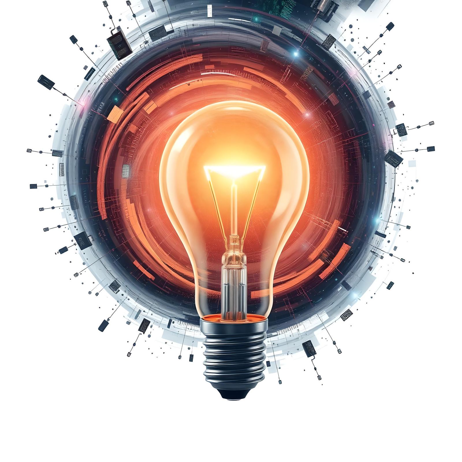 Idea Light Bulb with Technology Icons