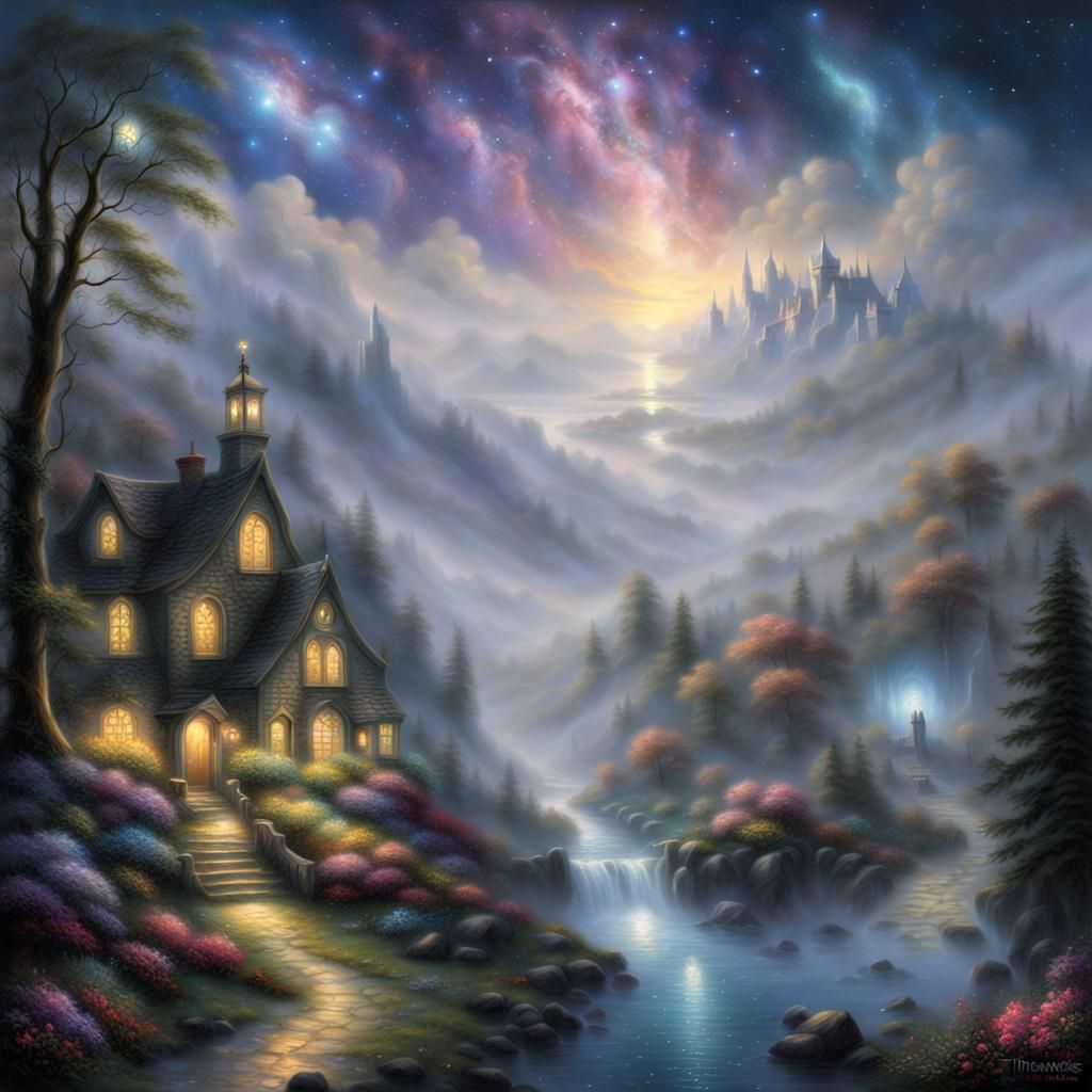 Ethereal Universe of Stars in Luminist Style