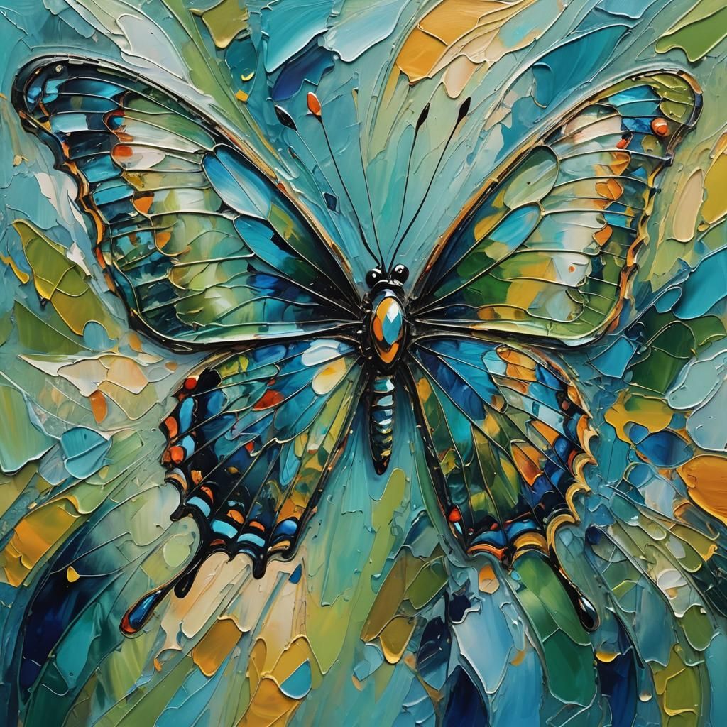 Abstract Expressionist Butterfly in Oils