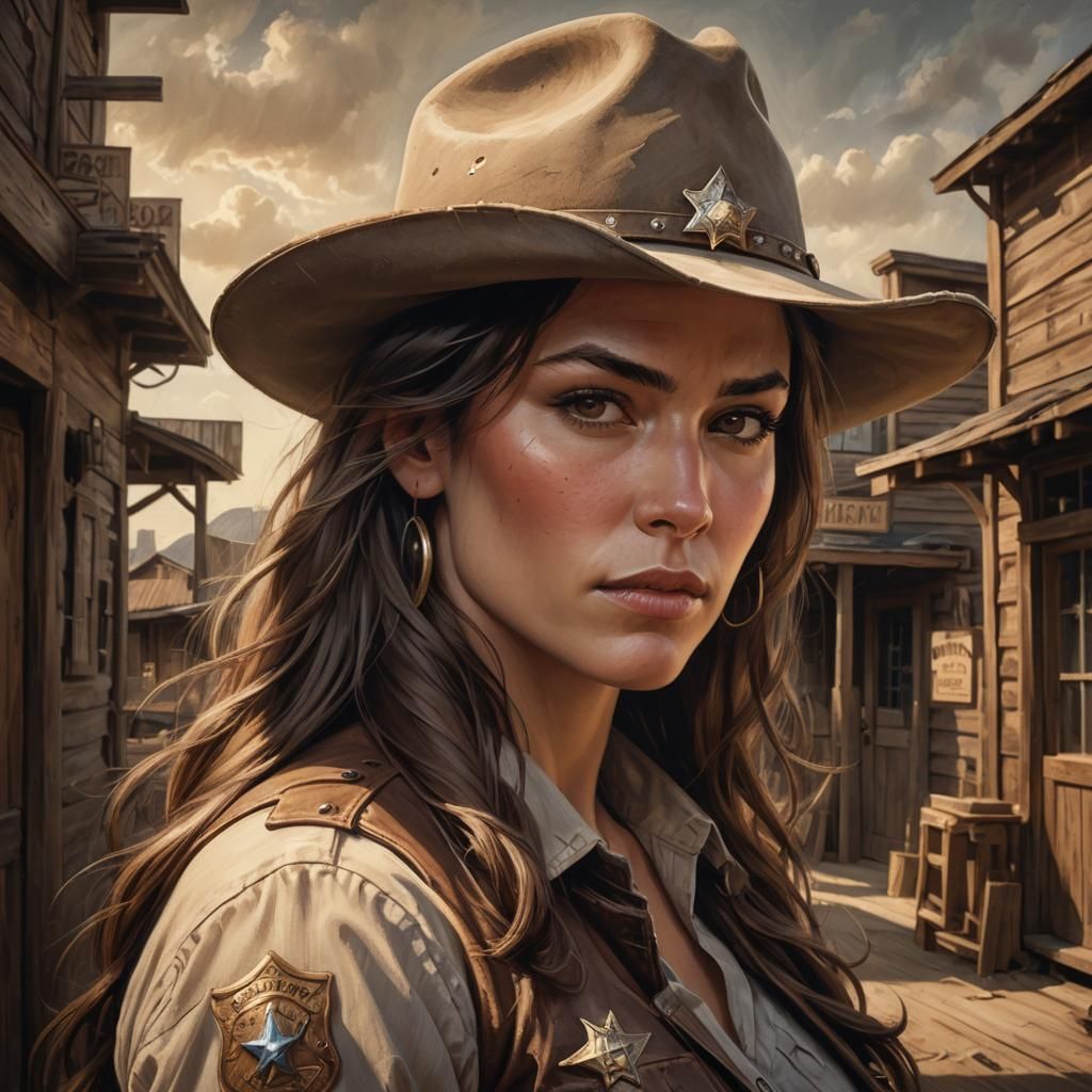 Wild West Sheriff Portrait in Matte Painting Style
