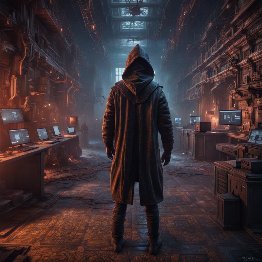 Detailed Matte Painting of a Hacker in Unreal Engine