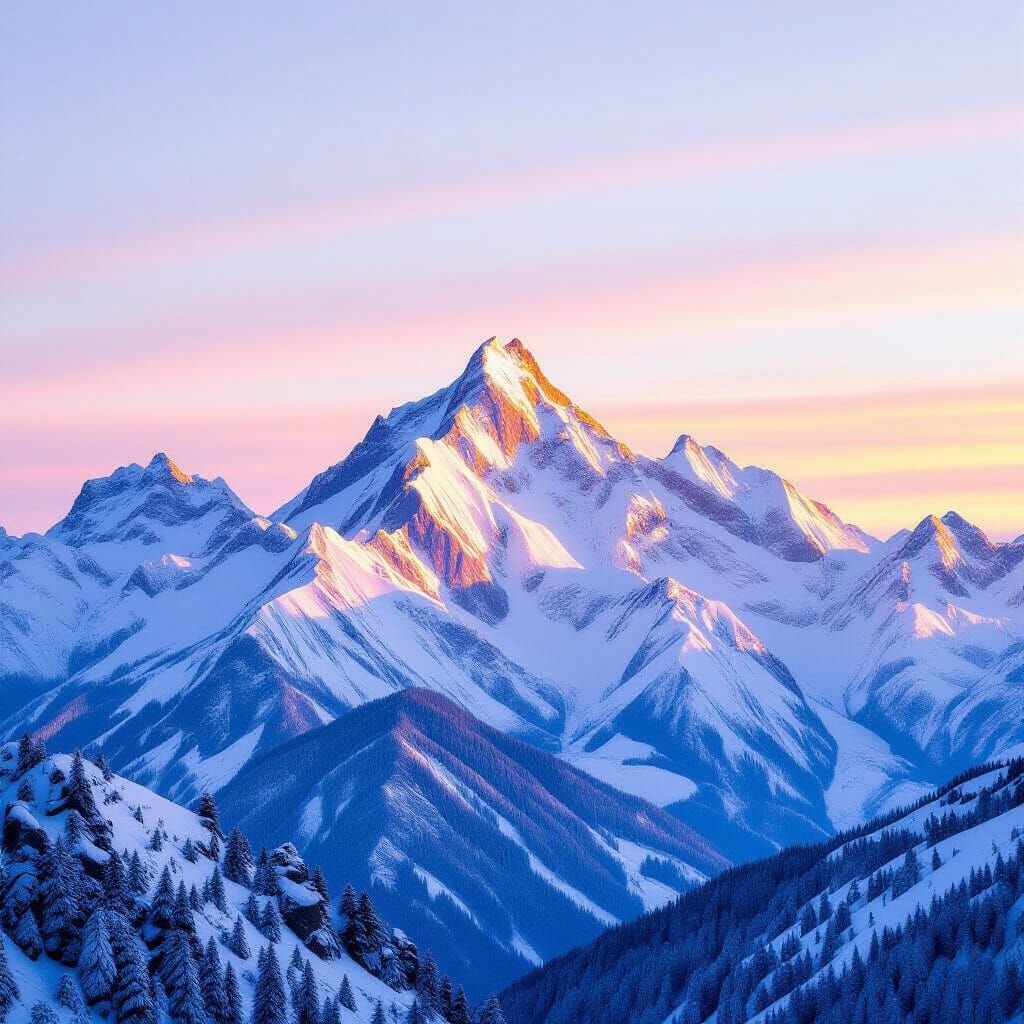 Majestic Mountains Bathed in Golden Light