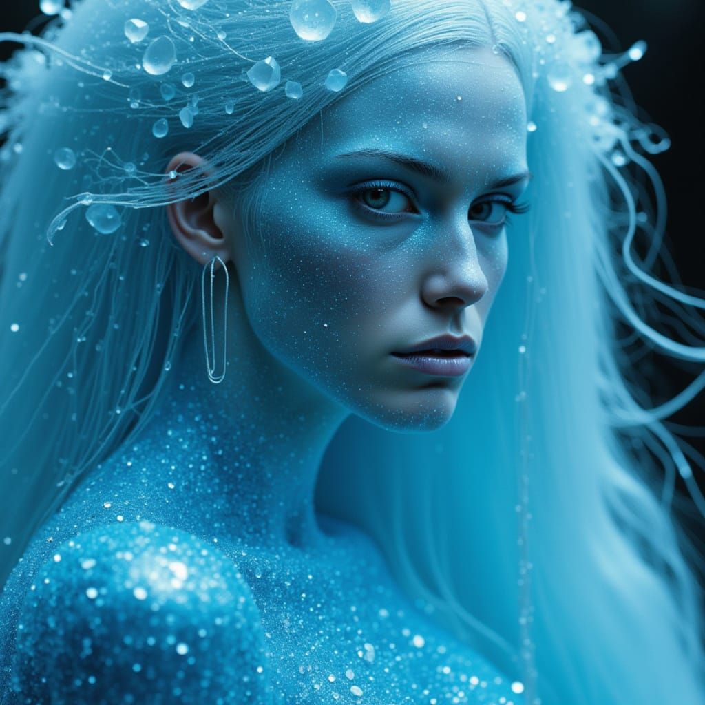 Elemental Ice Siren in Hyperrealistic Splash Art