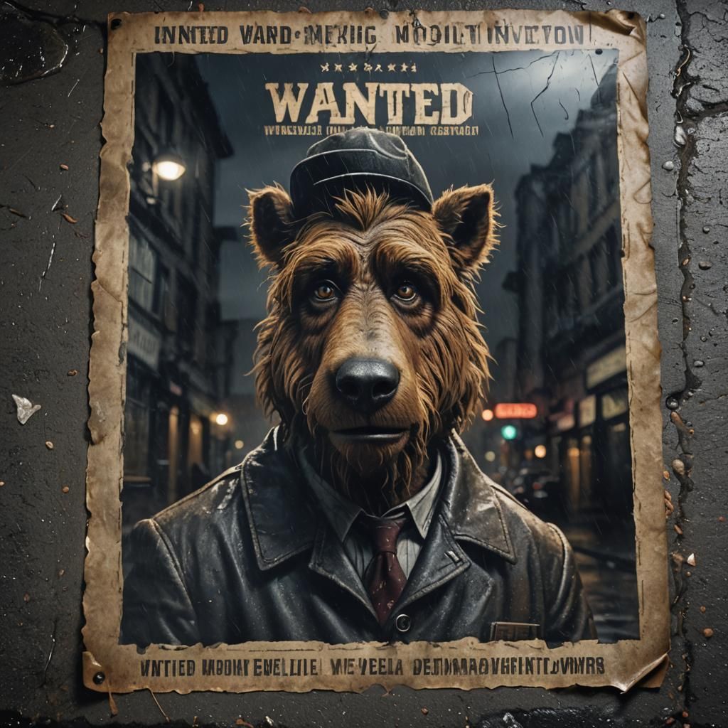 Gritty Film Noir Wanted Poster of Alf