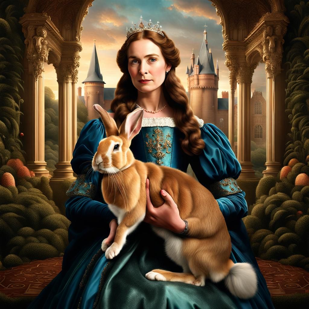 Princess Katherine with Giant Flemish Lop Rabbit