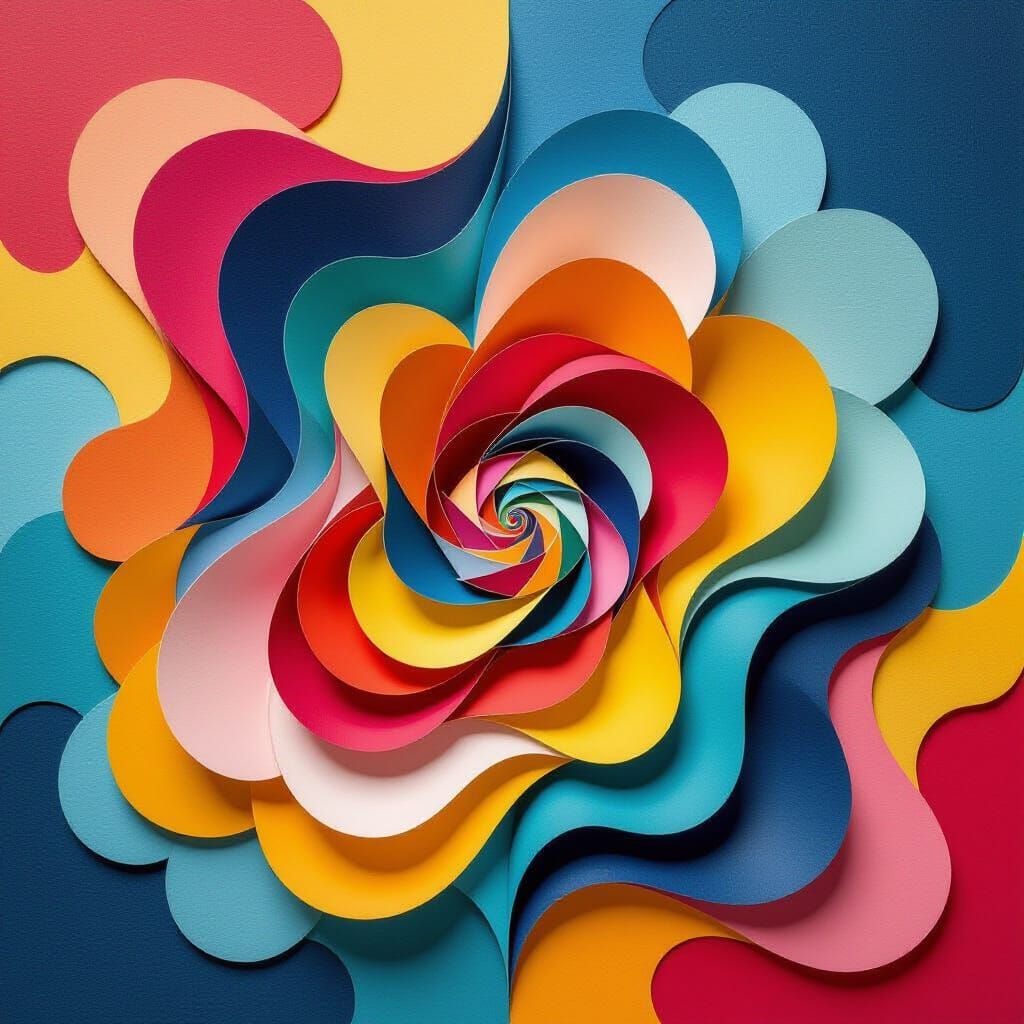 Abstract Paper Sculpture with Bold Colors