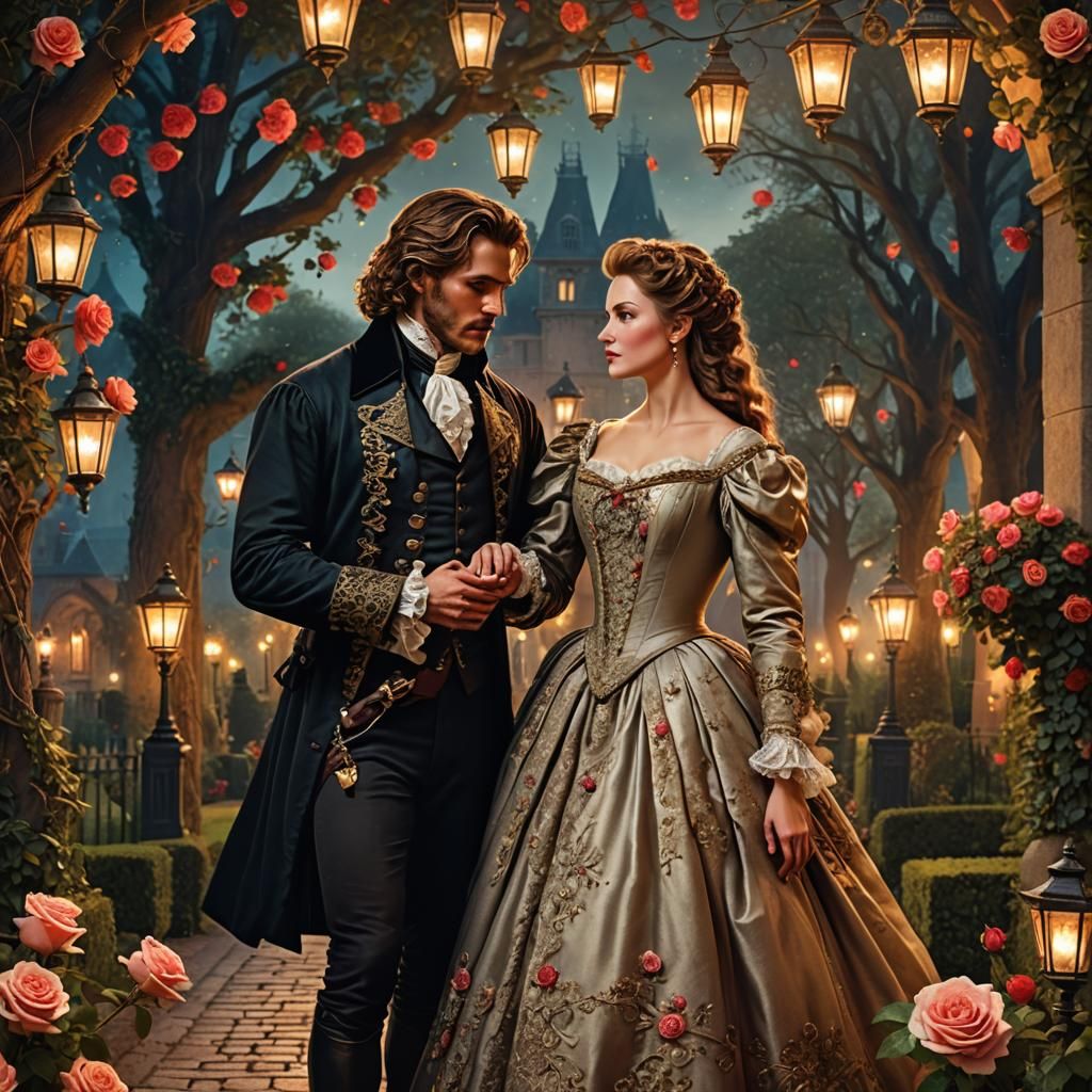 Seventeenth Century Garden Romance Digital Painting